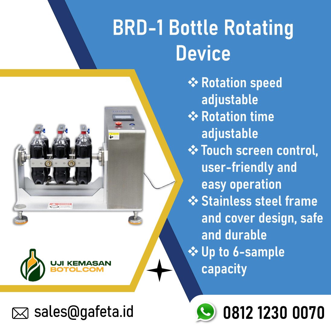 Jual Bottle Rotating Device BRD-1 untuk Simulasi Shaking Kemasan Botol