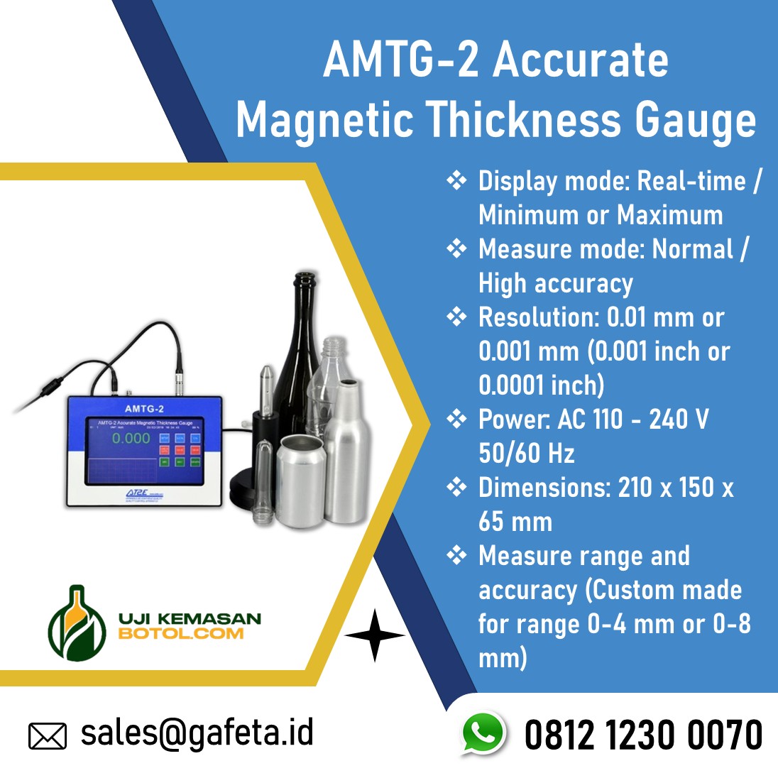 Jual Wall Thickness Gauge AMTG-2 untuk Cek Ketebalan Dinding Botol